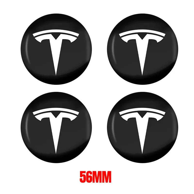 4 Stuks 56Mm Tesla Hub Cap Center Cap Logo Hoge Kwaliteit Sticker Voor Tesla Model 3 Y S X Gepersonaliseerde Auto Sticker Auto Accessoires