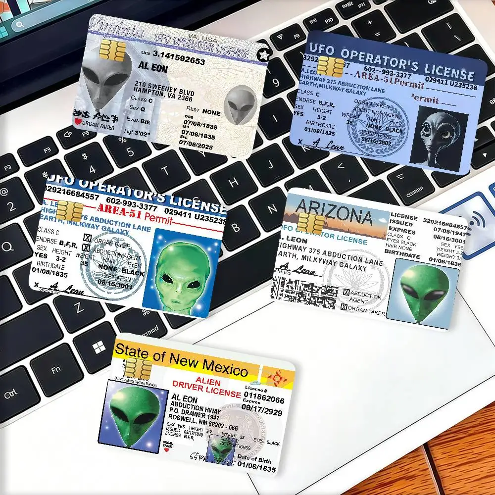 UFO Student ID Credit Card Decorative Card Stickers Suitable For Bank Cards Metro Transit Anti-scratch Gift 4PCS