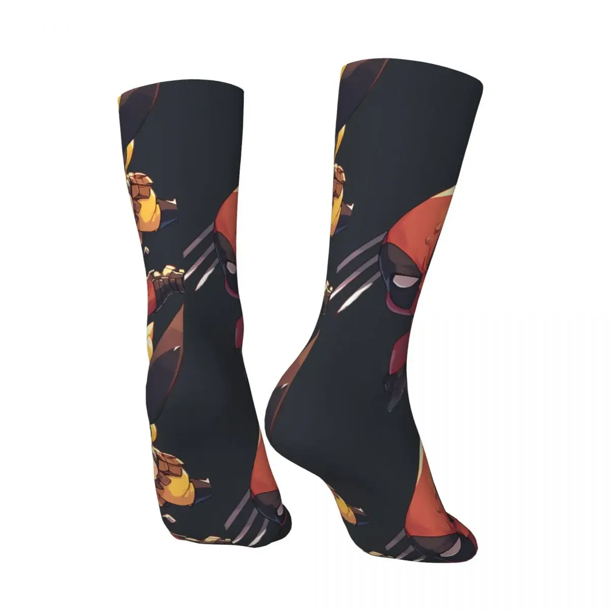 Crazy compression Logan And Wade Sticker Sock for Men Harajuku Disney Marvel Deadpool & Wolverine Film Quality Crew Sock Novelty