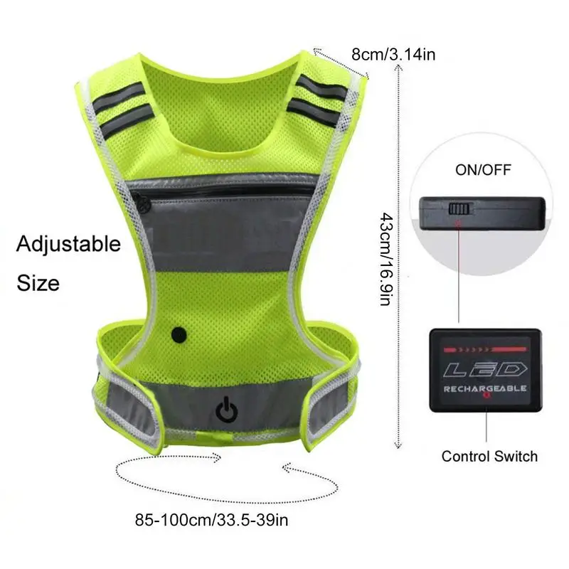 Reflecterende Vest Cycling Night Running Mountaineering Safety Warning Light Reflective Vest Luminous Outdoor Fitness Sportswear