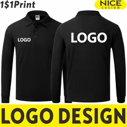 Casual Long Sleeve Polo Custom Logo Men's And Women's Polo Collar Print Personalized Design Classic Solid Shirt Embroidery Brand