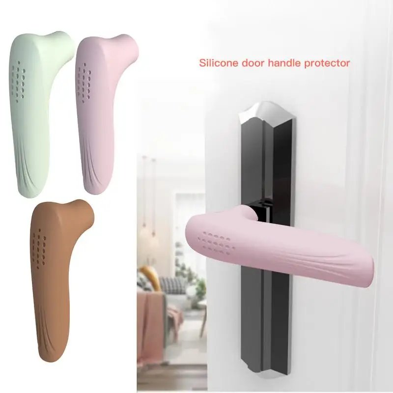 Silicone Door Knob Cover Anti-Collision Anti-Slip Door Lever Protectors L-Shaped Safety Door Grip Sleeve All-Weather Comfort For