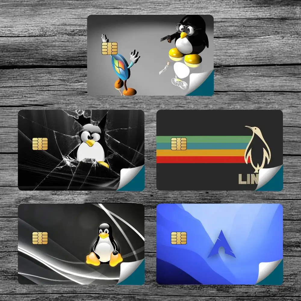 Fashion L-linux cool Card Stickers for Bank Access Protective Waterproof Film Cover Sticker Surprise Gift