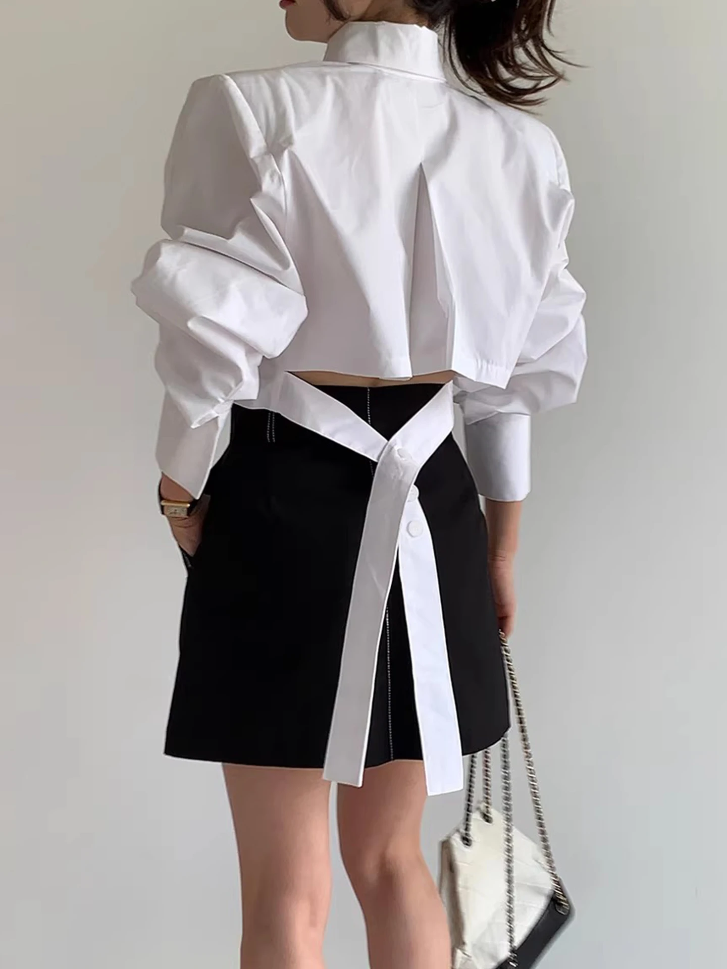 

Women's Long Sve irt Hollow out Belted Bal Design Early Spring New Loose Versatile ort Base irt Commute Sle K...