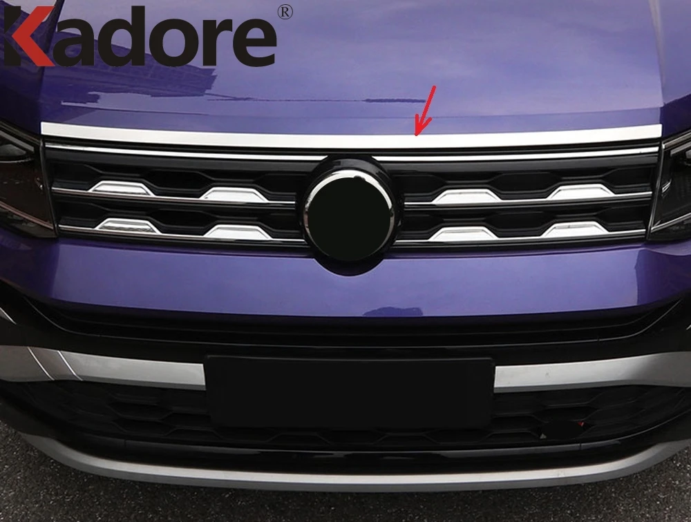 Front Hood Engine Cover Trim For Volkswagen VW T-cross Tcross 2018-2022 2023 Steel Car Upper Grille Molding Strip Accessories