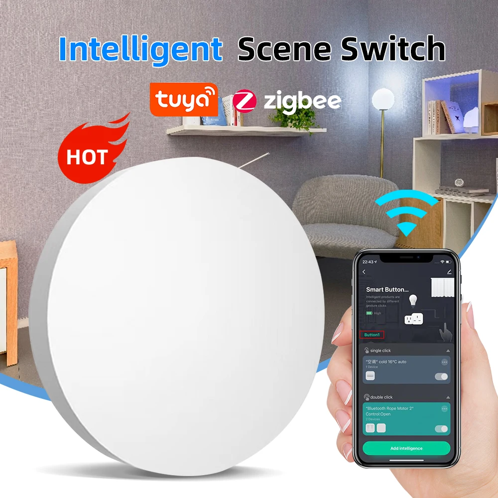 Tuya ZigBee Button Scene Switch Multi-scene Linkage Smart Switch Battery Powered Automation Work With Smart Life Zigbee Devices