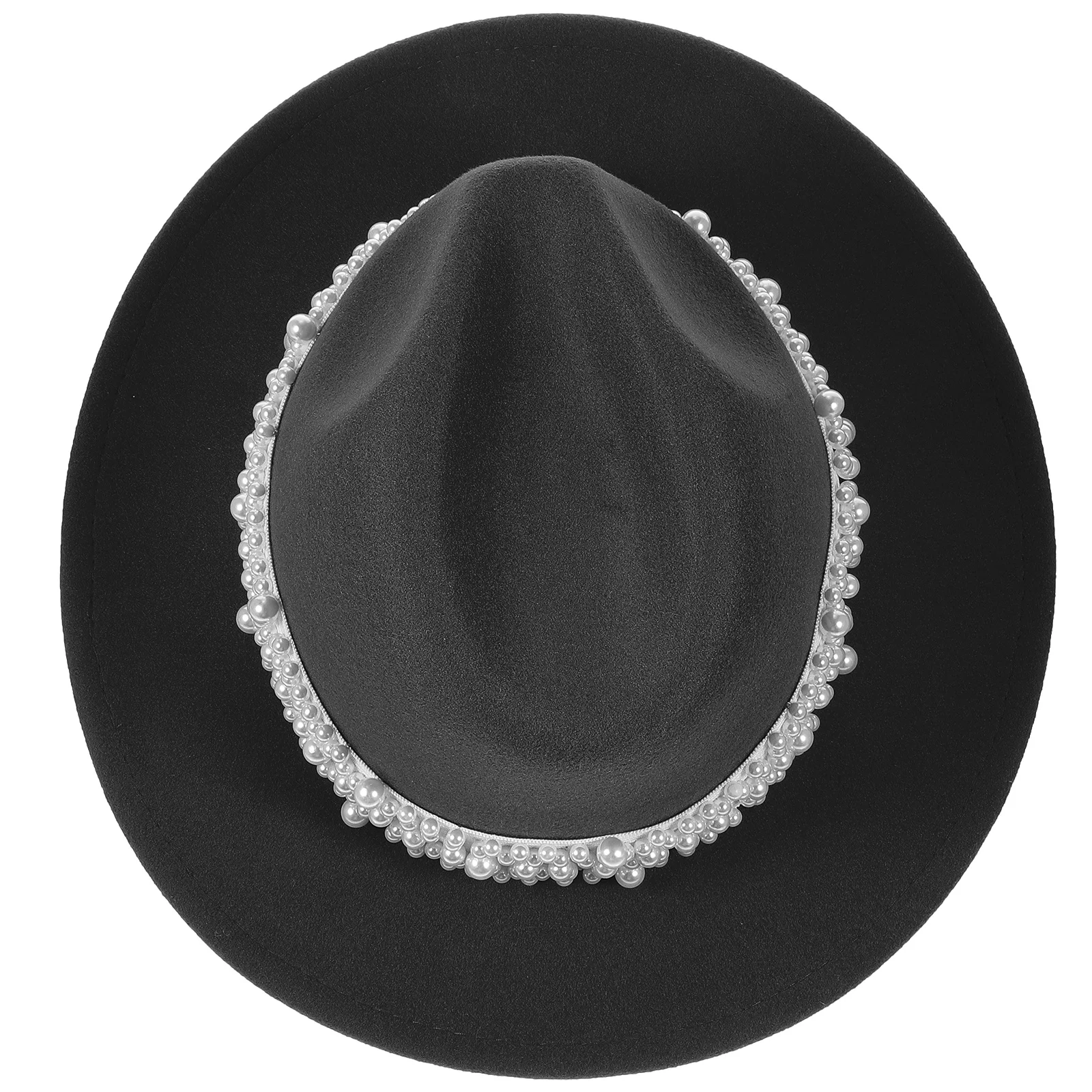 

Wool Felt Jazz Hat Detachable Pearl Decor Elegant Fedora Vintage Hats for Women Outdoors Christmas Top Hat Hats for Women