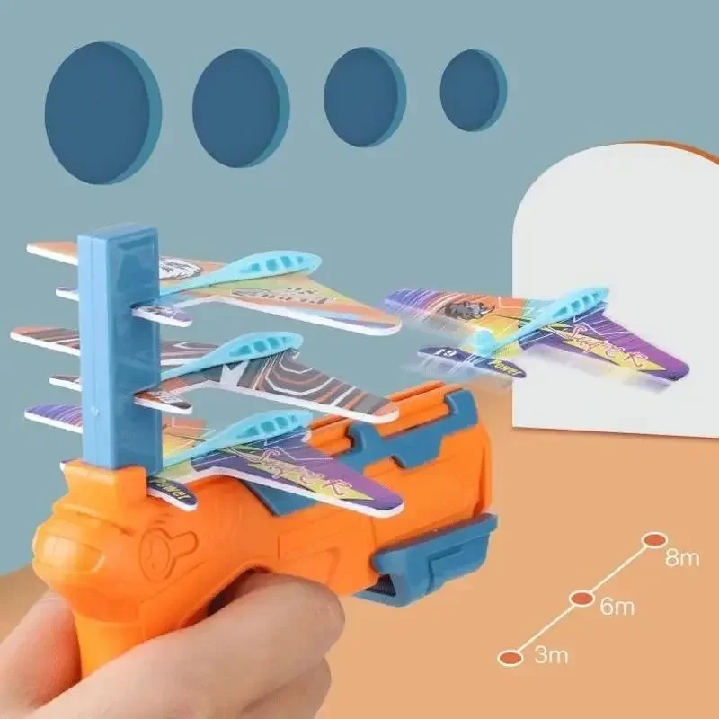 飛行機のカタパルトおもちゃの銃,6つのフォーム飛行機の射撃ゲーム,アウトドアスポーツ活動,パーティーギフト