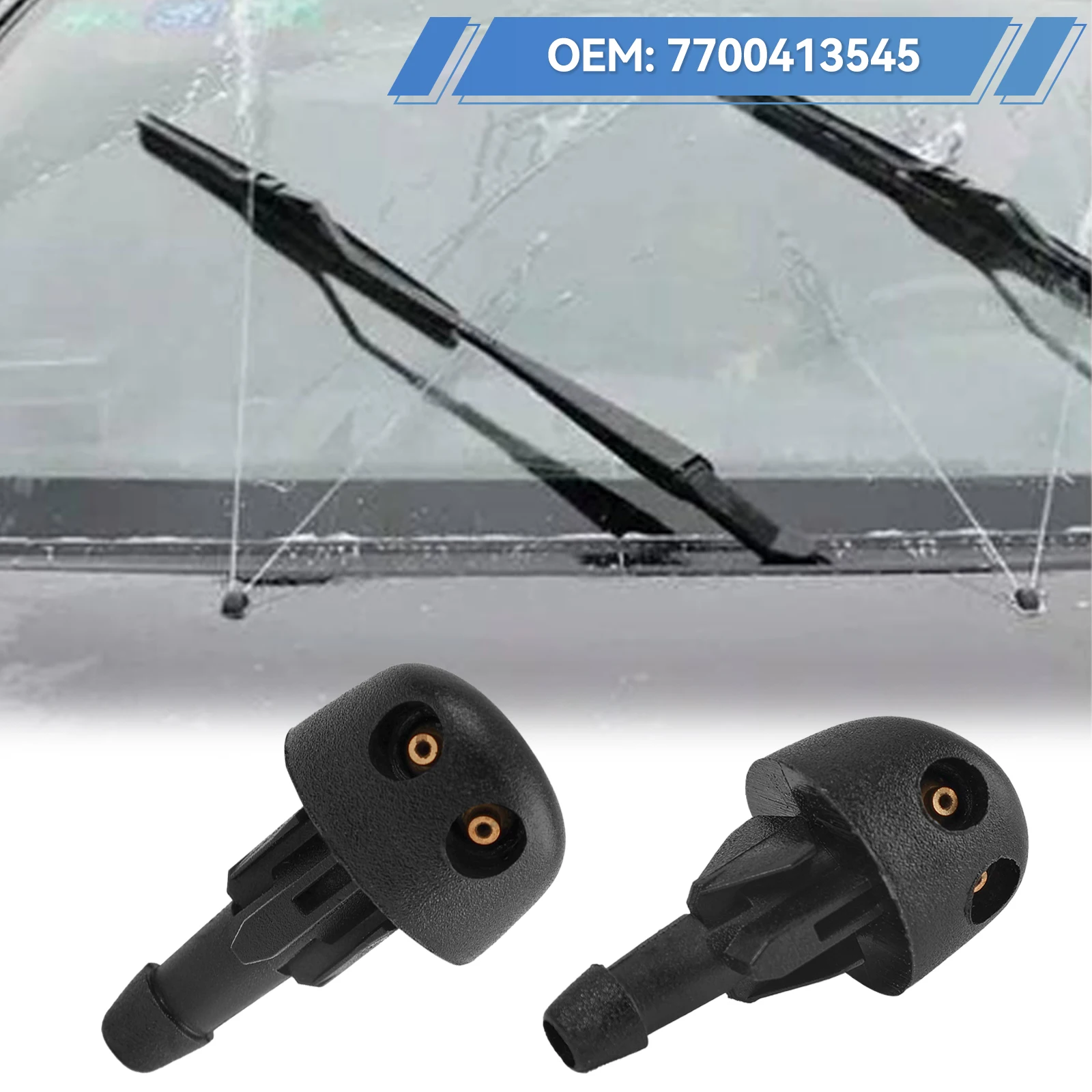 Set of 2 Front Sprayer Car Front Windscreen Wiper Washer Nozzle Jet For Renault Clio 2 7700413545 1998 - 2005 Engine Hood Part