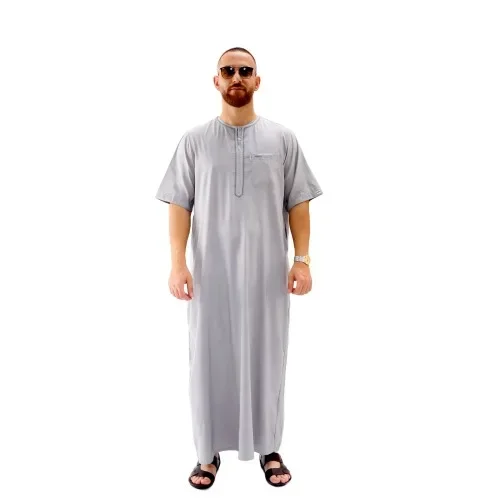 Europe and the United States men large size Arab ethnic robe long short sleeve Middle East Islamic Dubai simple casual Muslim