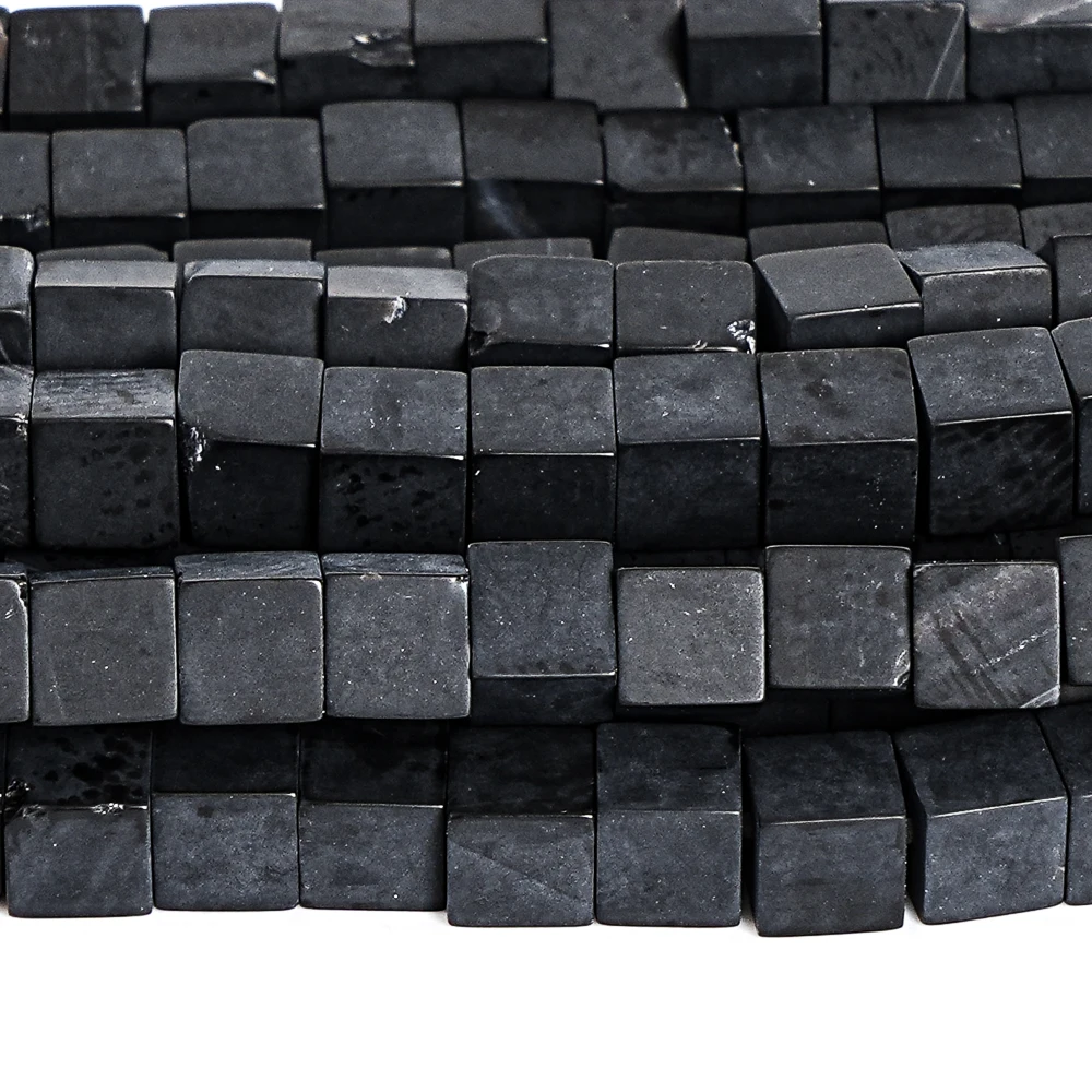 4mm Matte Black Onyx Square Cube Beads Natural Gemstone Loose Spacer Beads for Jewelry Making DIY Bracelet Necklace