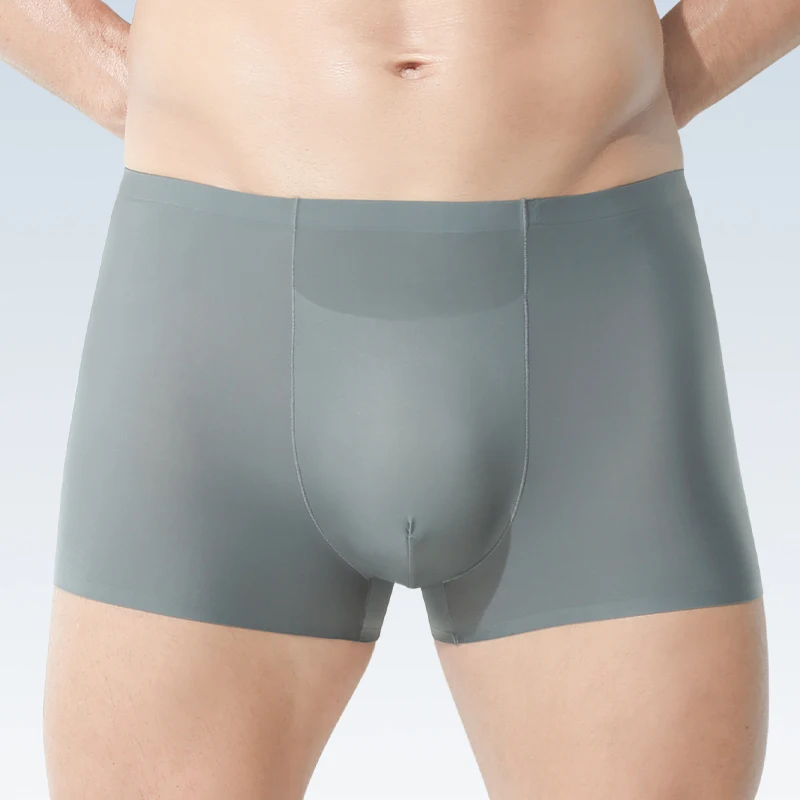 

Мужское нижнее белье, мужские оптовые бесшовные трусы-боксеры из ледяного шелка, антибактериальные дышащие спортивные летние тонкие удобные боксеры Bri