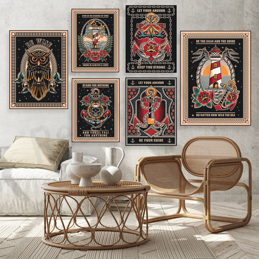 Inspirational wall decorations, energy quotes, prints on peace, gratitude, kindness, and hope, and retro humorous posters.