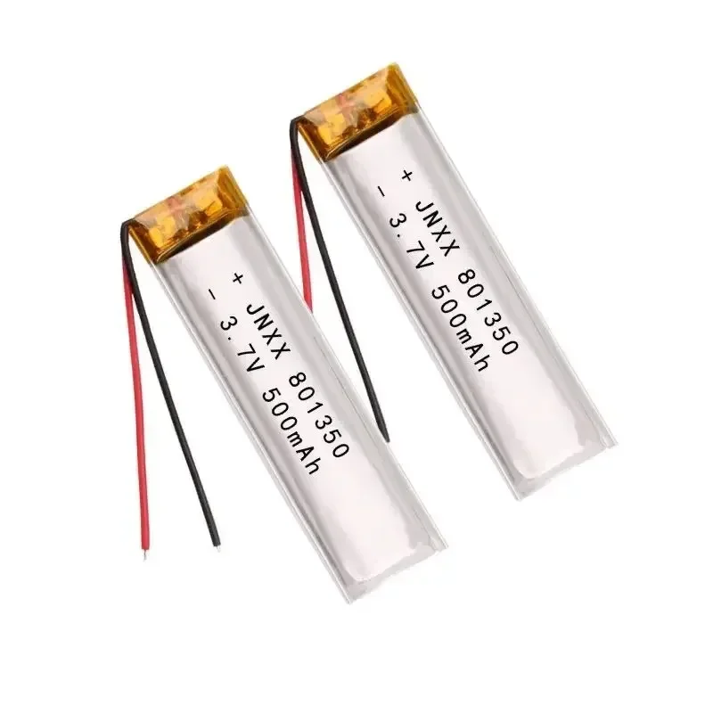 แบตเตอรี่ลิเธียมโพลิเมอร์3.7V 801350 500mAh พร้อมบอร์ดป้องกันใช้สำหรับแปรงสีฟันไฟฟ้า kipas angin Kecil ชุดหูฟังบลูทูธ