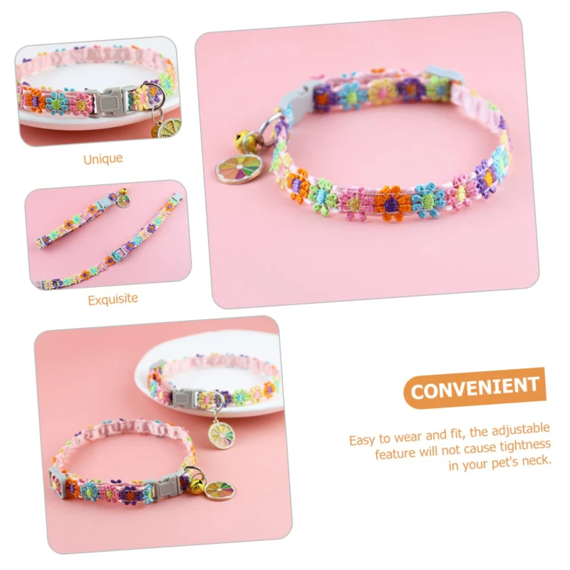 Collier pour animaux coloré avec clochette et empreintes pattes_voghion.com