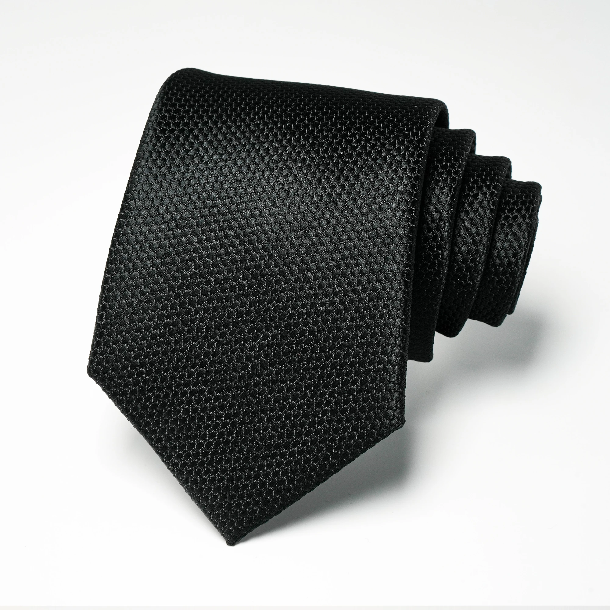 Luxuriöse einfarbige, bestickte Krawatte, 8 cm, hochwertige Seidenmischung, formelle Business-Anzug-Krawatte für Herren. – Detail 10
