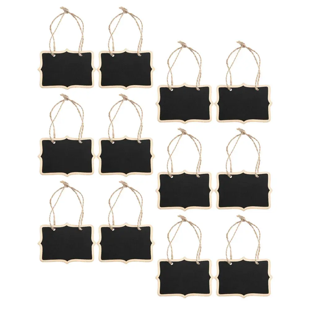 12Pcs Small Wooden Chalkboard Hanging Blackboard Multi-Purpose Message Board Smooth Easy-Clean Surface for DIY Decor Notes Memos