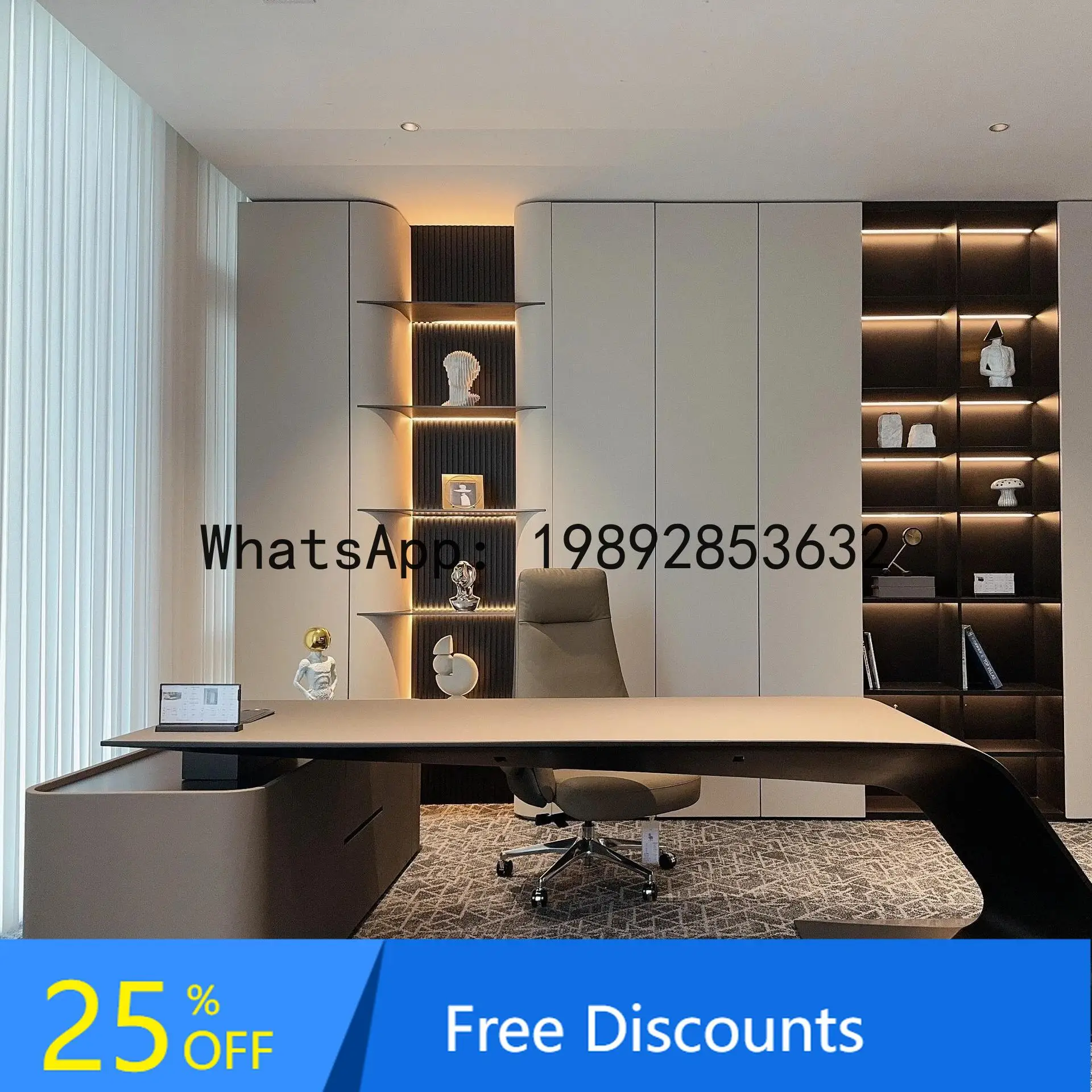 

CZ High-End Office Executive Desk High-End President Desk Simple Modern Office Manager Desk and Chair Set Executive