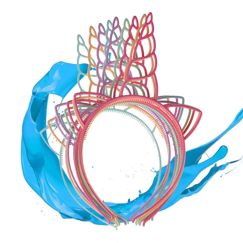 

18 шт. детских повязок на голову, пластиковые повязки для волос с рогами единорога, товары для вечеринок, на день рождения, Хэллоуин, Рождество, для девочек и женщин