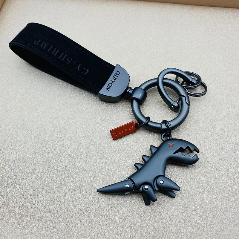 1PC Kleine Dinosaurier Auto Schlüsselbund Motorrad Dekorative Zubehör Einzigen Leder Metall Schlüsselbund Handtasche Anhänger Kleines Geschenk – Detail 4