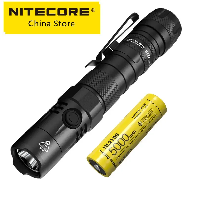 

2024 Nitecore MH12 V2 1200 люмен, сильный свет, подсветка Type-C, прямая зарядка, тактический фонарик 21700, портативный прожектор