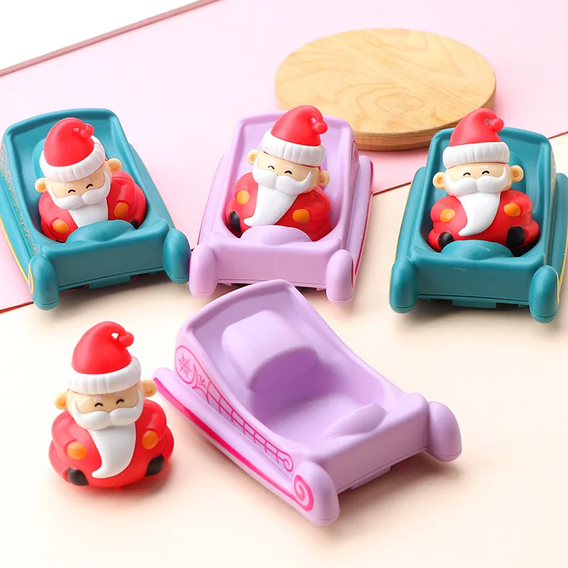 

2 шт., новый мультяшный заводный Санта-Клаус, сани, автомобиль с откатом, милая форма, детская инерционная заводная машина, игрушки, рождественские подарки