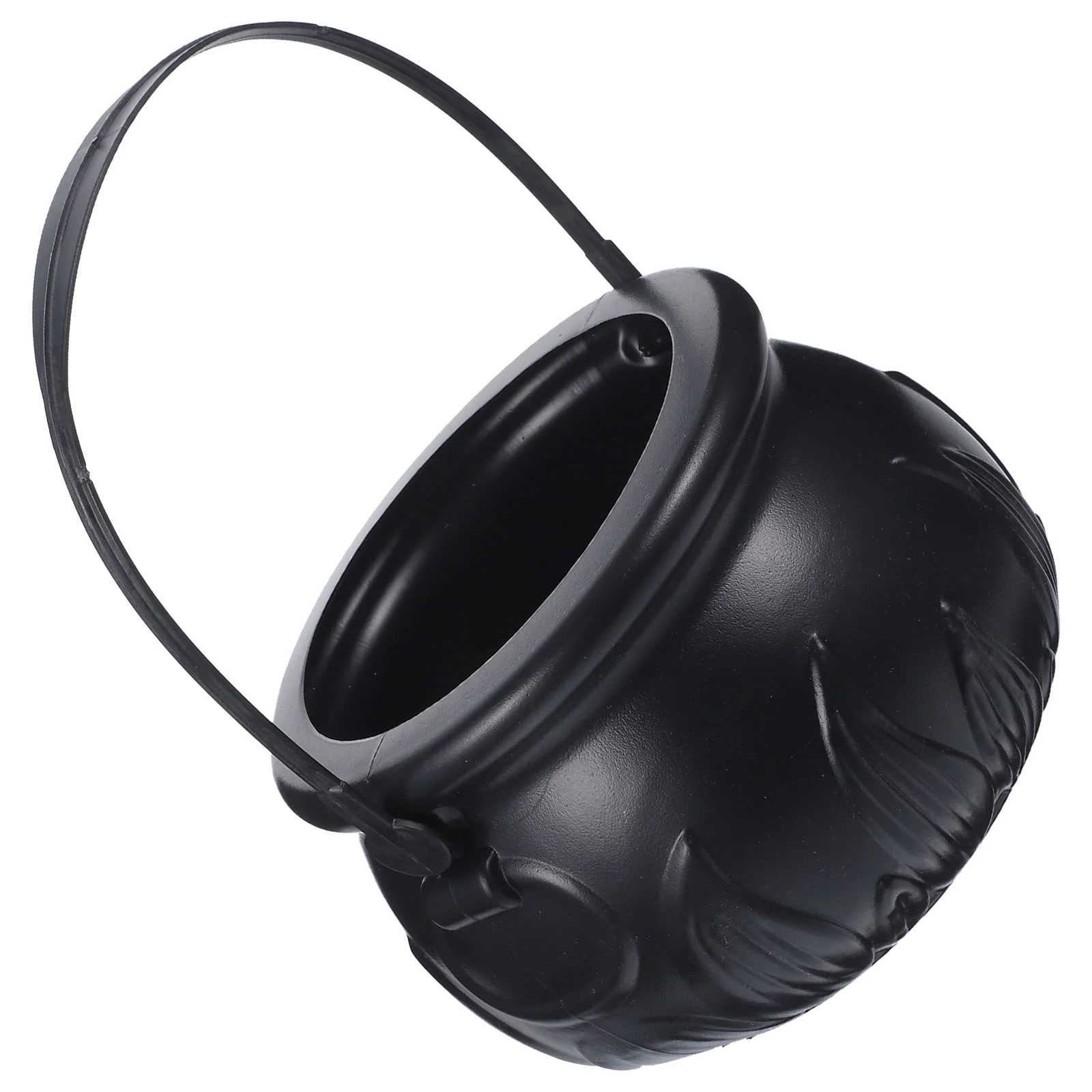 Halloween Themed Decorations Large Size Witch Bucket Plastic Round Basket(Black) candy kettle candy jar