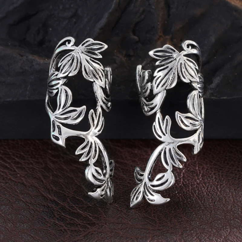 Huitan Weinrebenförmiger Ohrclip für Frauen, schlicht, stilvoll, für den täglichen Gebrauch, zarte Geschenke, Retro-Ohrringe, Schmuck – Detail 5