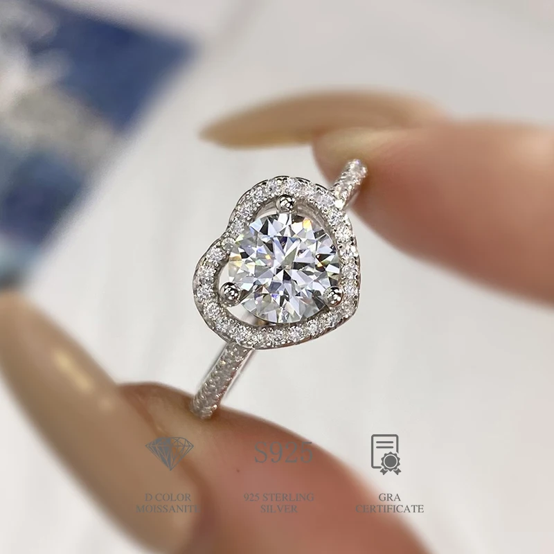 

DWJ Brillant 2CT кольцо с муассанитом в форме сердца для женщин, роскошные кольца с бриллиантами, стерлинговое серебро 925 пробы, юбилейные ювелирные изделия