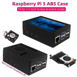 Raspberry Pi 5 ABS Case Black Silver Plastic Shell Optional PWM Cooling Fan Active Cooler Support 3.5 Inch Screen for RPi 5 Pi5