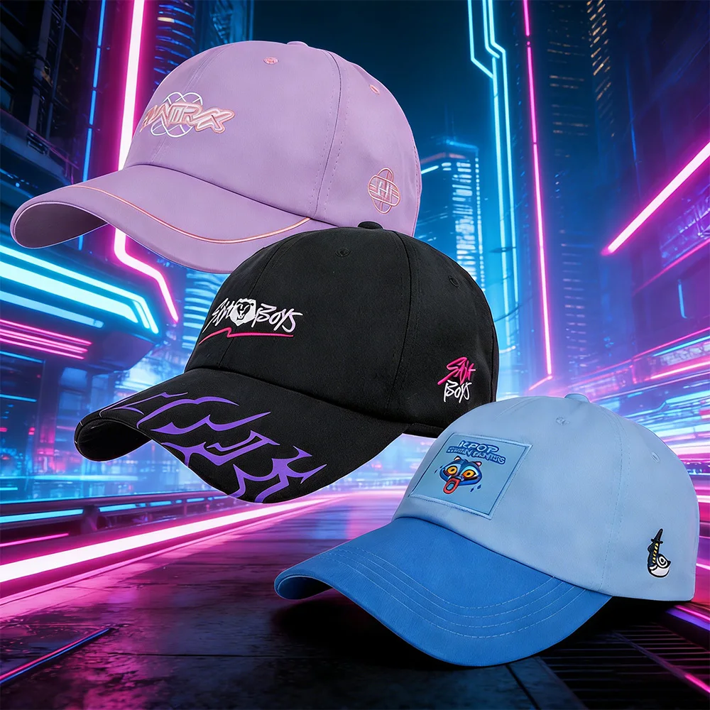 

1 шт. Официальная лицензированная бейсболка Kpop Demon Hunters в стиле колор-блок, винтажная, с вышивкой, регулируемая, стильный декор