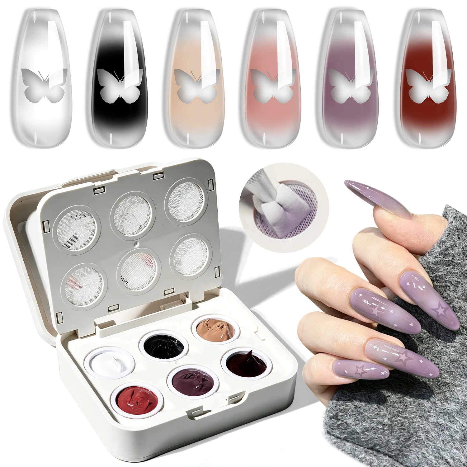 Image of LIMEGIRL 6-Farben Air Cushion Gradient Gel Nagellack Gel DIY Nagelkunst Design Ombre Farbgel Soak-Off UV LED Gel Nagellack