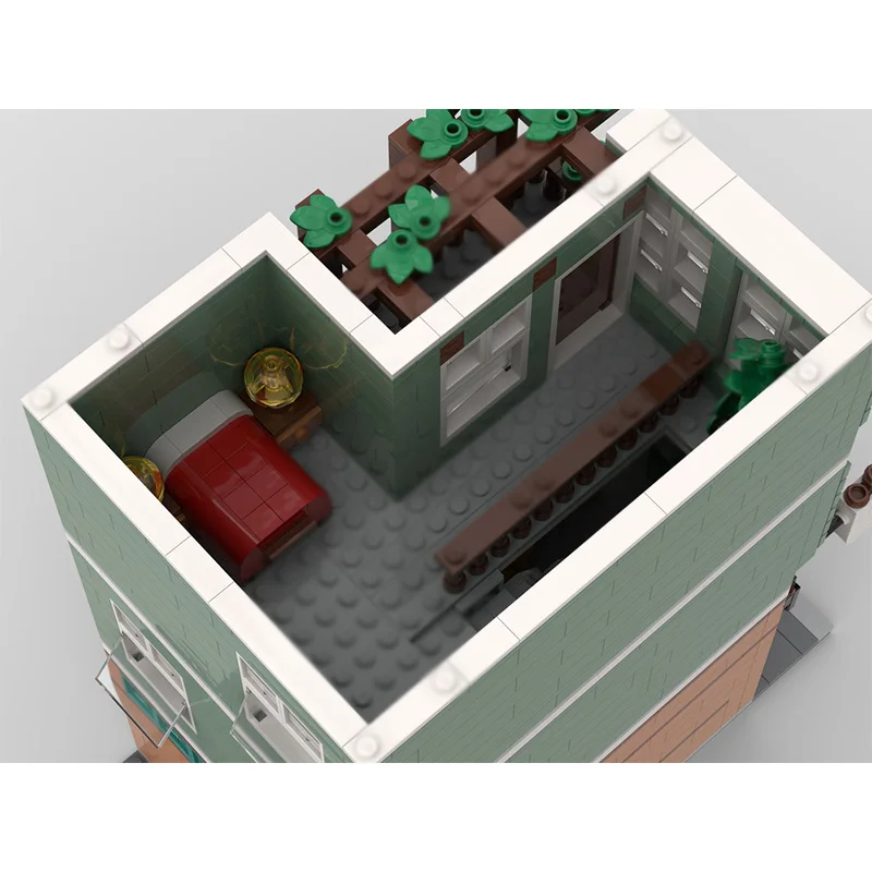 都市の街並みモデル MOC 組み立てブロック コーヒーショップとアパート モジュール式テクノロジー 子供向けホリデーギフト 組み立ておもちゃセット