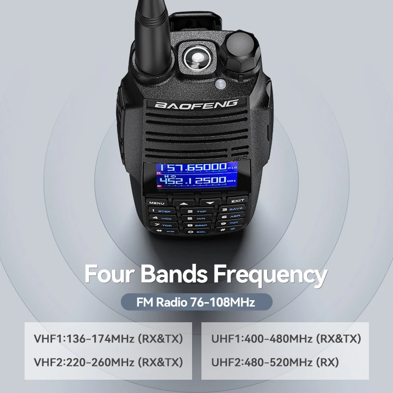 Baofeng UV-29 walkie-talkie de quatro bandas tipo-c carregamento rádio fm 220-260mhz alta potência noaa 999ch rádio em dois sentidos de longo alcance dtmf