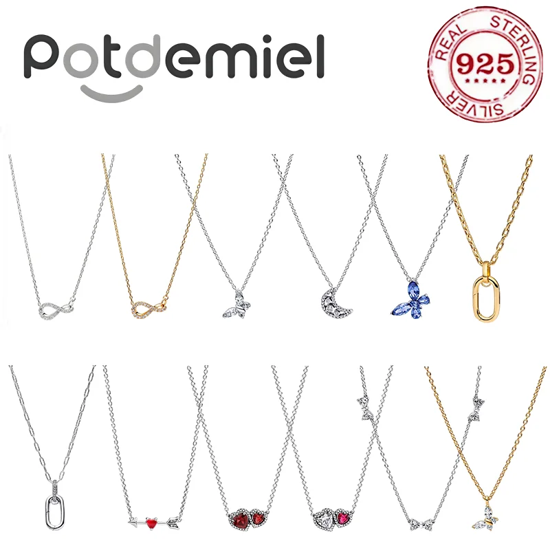 

925 silver exquisite charm necklace - circular heart-shaped pendant necklace for girls - jewelry for birthday party gift