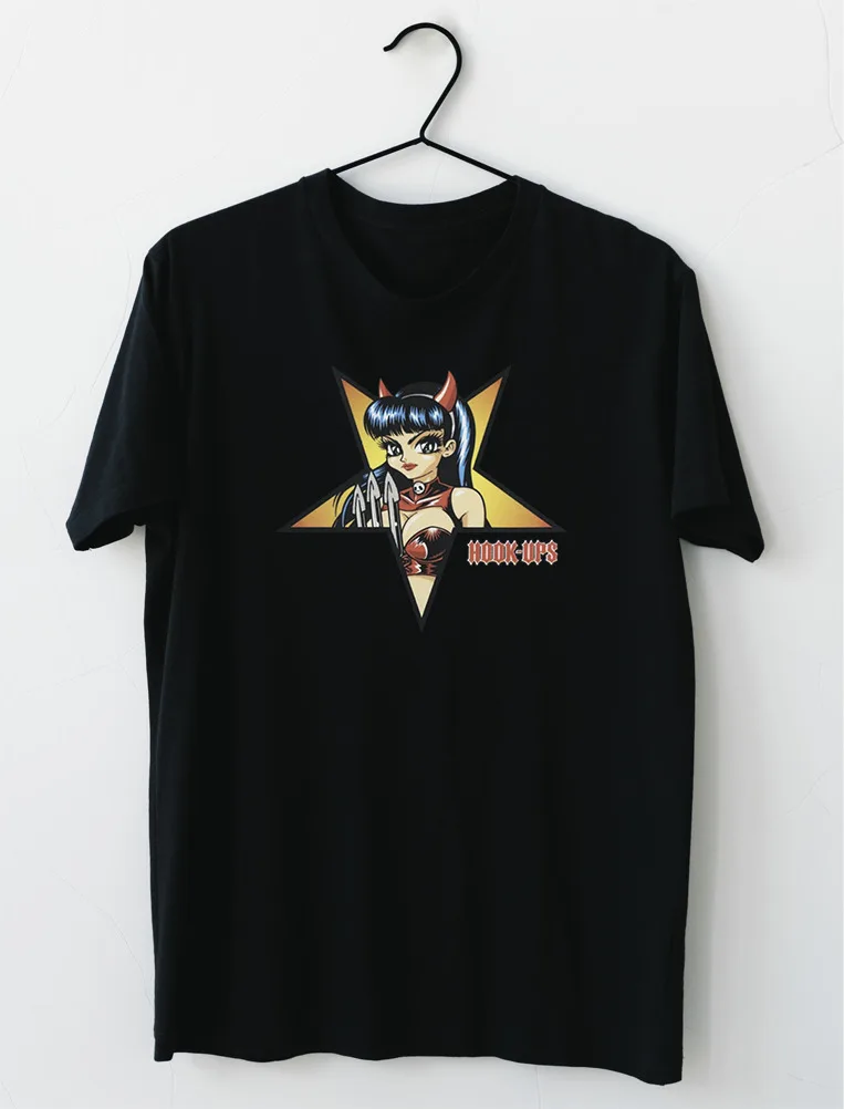 Hookups Sakteboard Devil Girl Trident Pentagram T-Shirt S-4XL