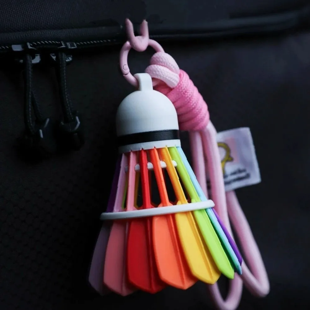 Colorful Rainbow Color Badminton Keychain Funny Creative Badminton Bag Pendant Backpack Decor Hanging 3D Printing Keyring Gift