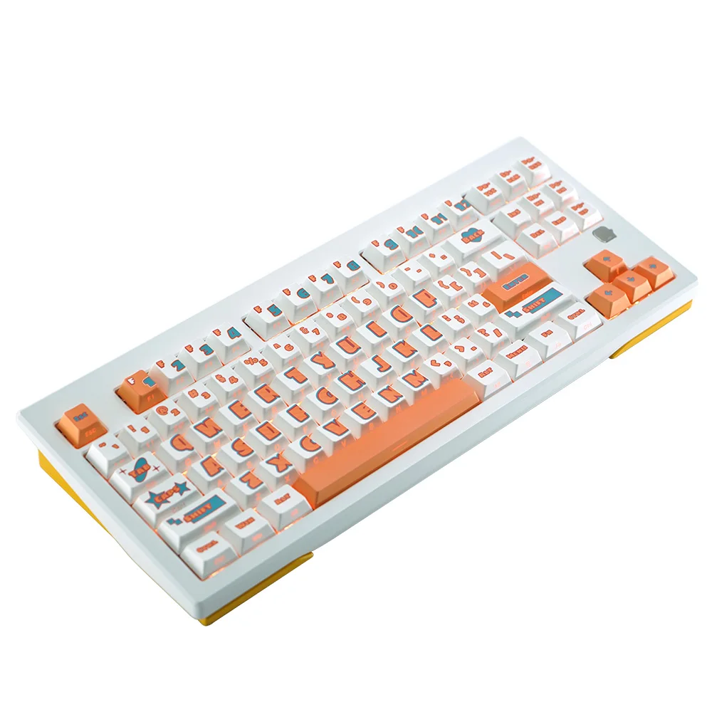 Cherry height side engraved translucent keycaps heat sublimated large font  retro style, suitable for mechanical keyboards