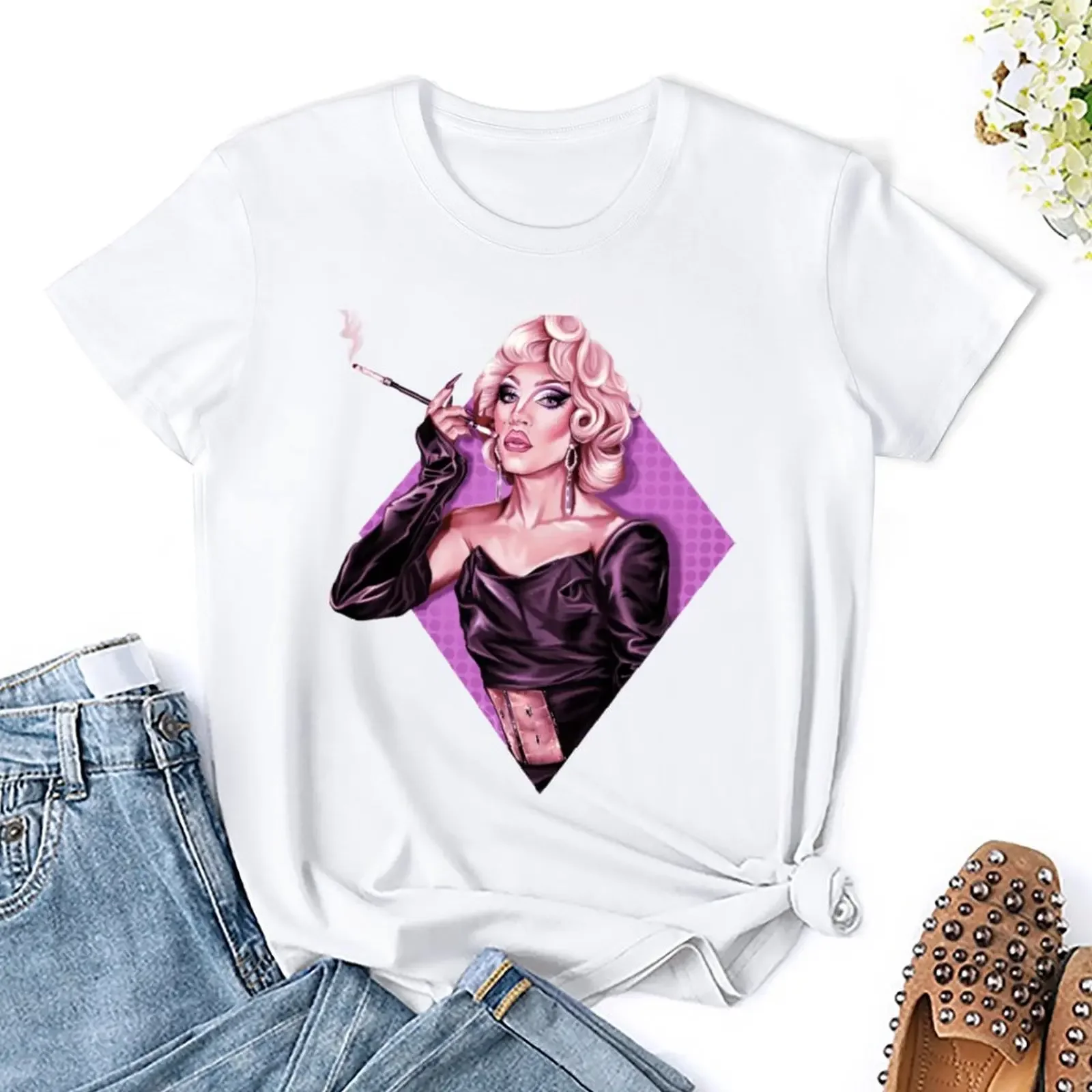 Vivian Vanderpuss - Canada’s Drag Race Season 3 T-shirt Short sleeve tee korean fashion korean Women's clothes