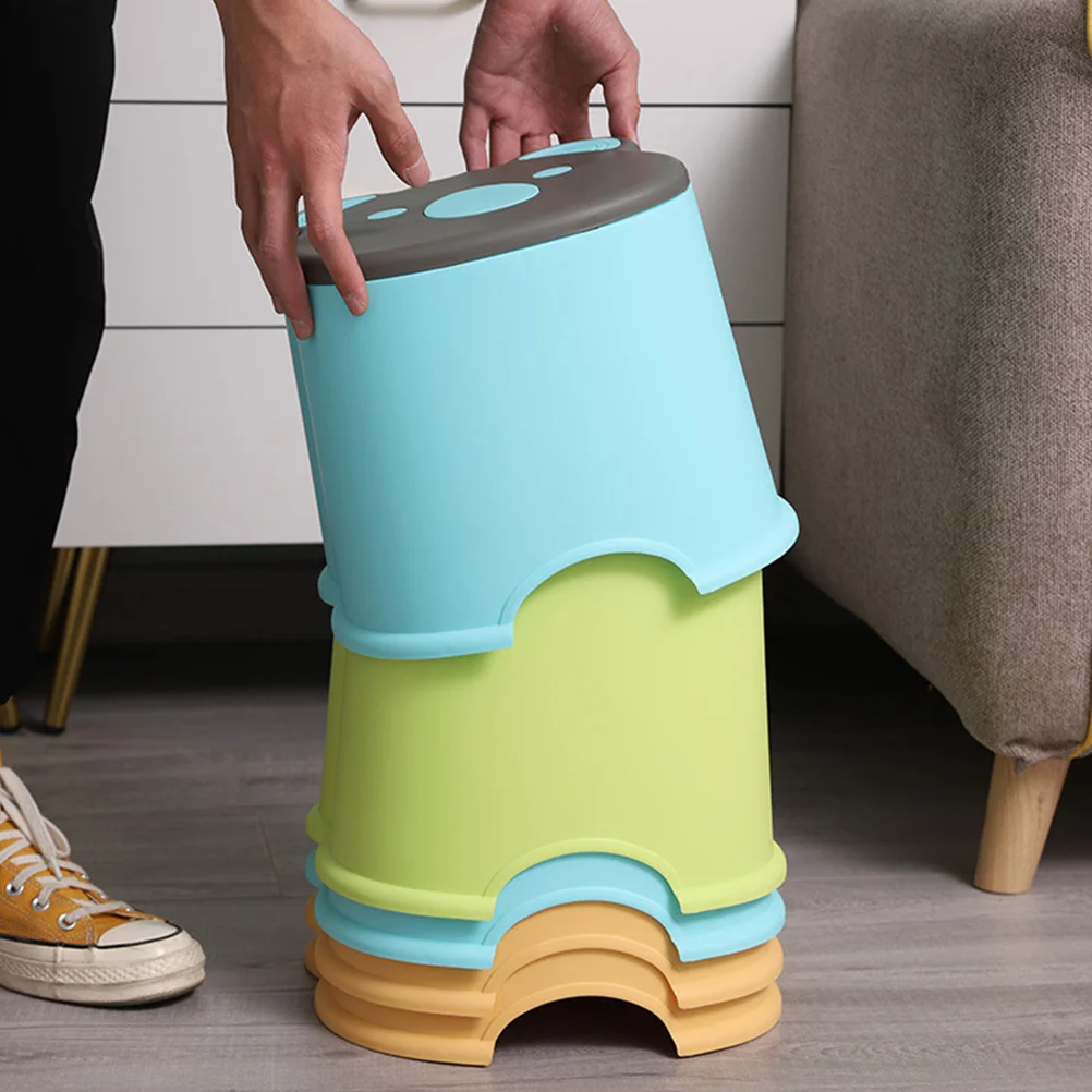 1Pcs Cartoon Blue Small Stool Anti-Skid Footstool Seat Non-Slip Plastic Bench Cartoon Stool Small Bench