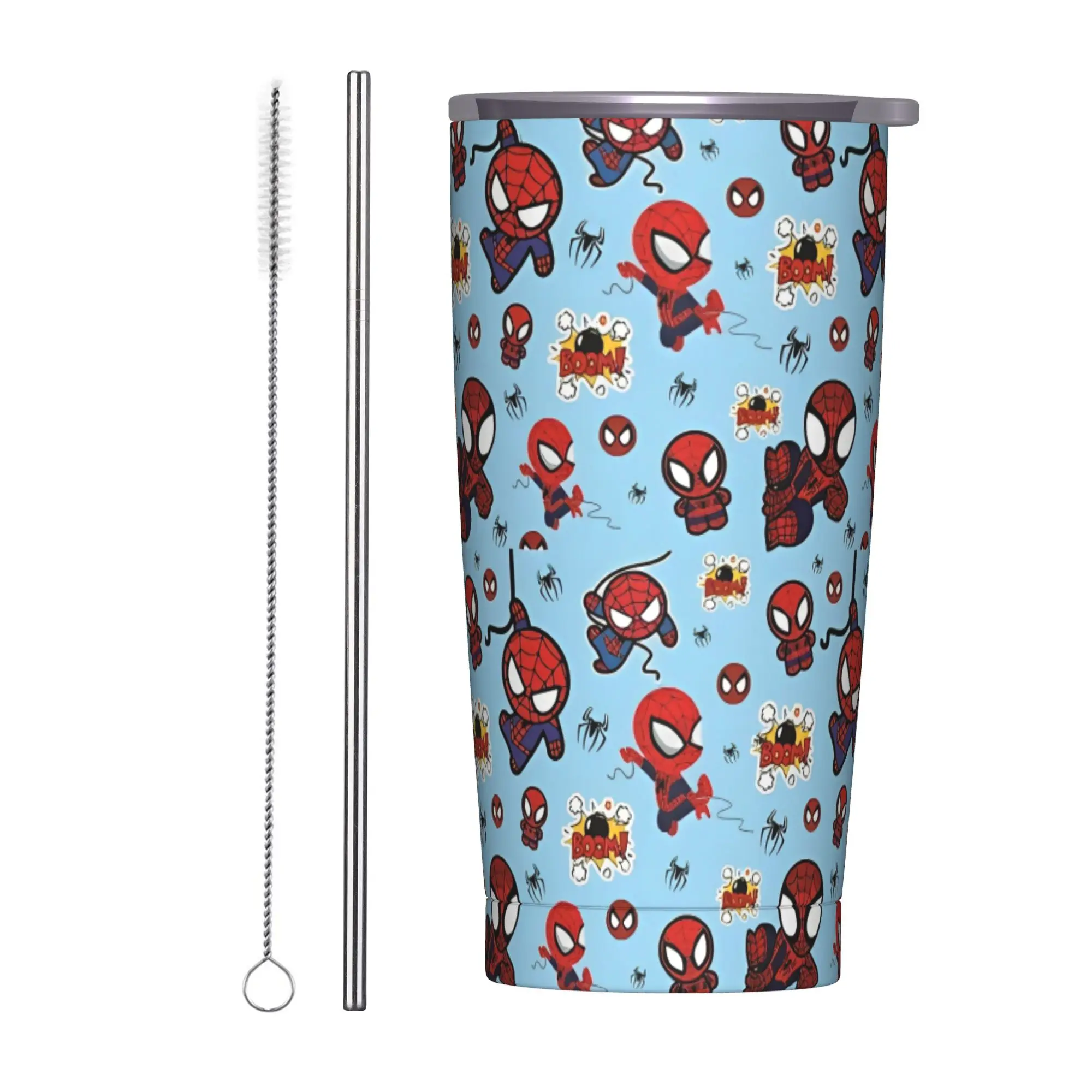 

Spider-Man Spiderman Hero Insulated Tumbler with Lid Stainless Steel Thermal Mug Outdoor Travel Hot Cold Drinks Cup, 20oz
