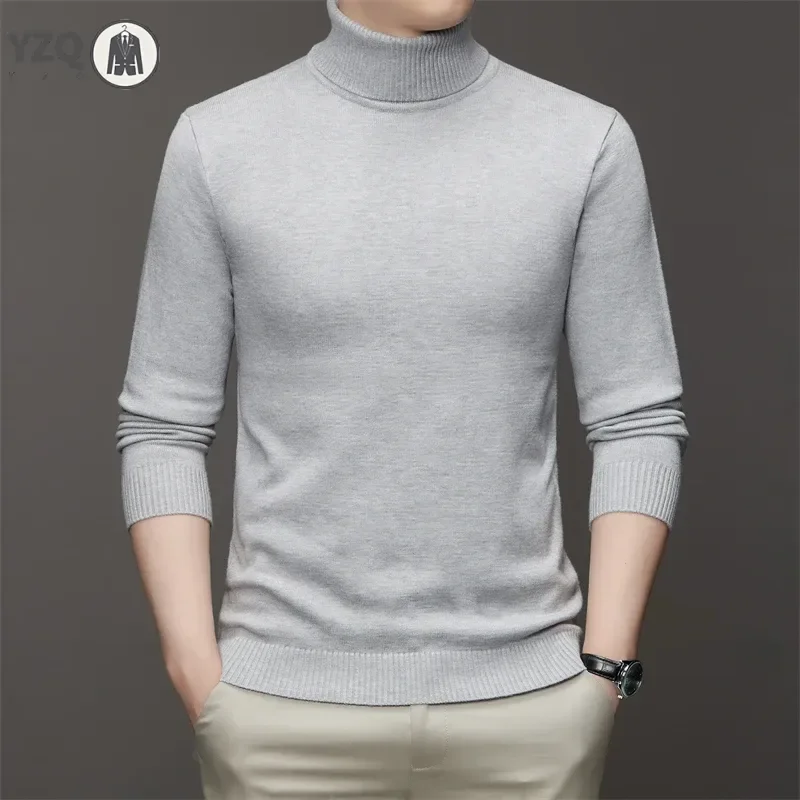 6 Colour Men\'s High Neck Long Sleeved Solid Color Sweater Soft Warm and Comfortable Top with a Base