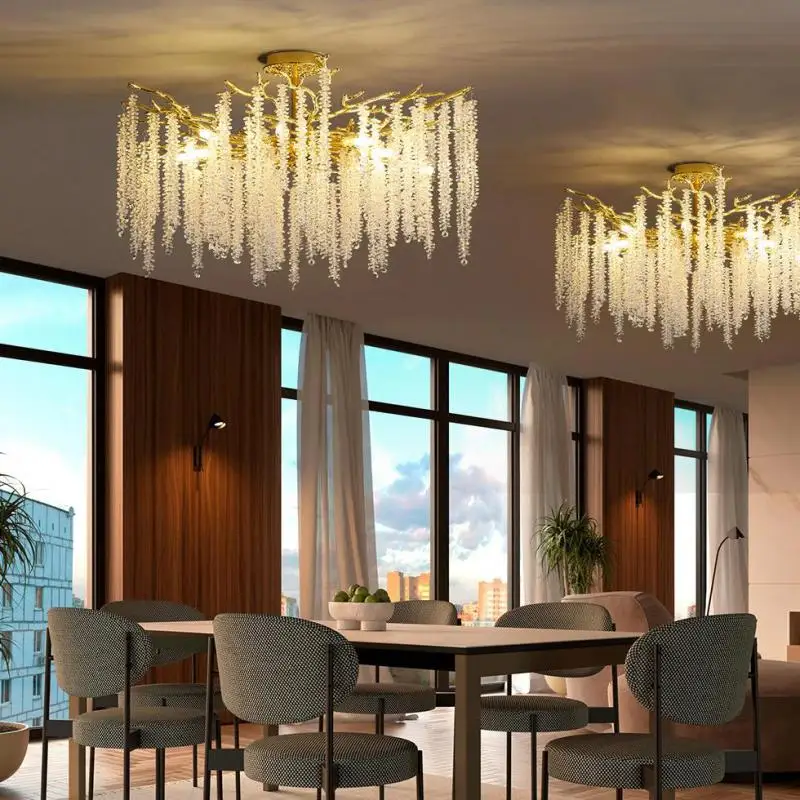 Luxury Crystal Ceiling Chandelier Lighting For Bedroom Living Dining Room Hallway Kitchen Gold Crystal Chandelier Ceiling Light