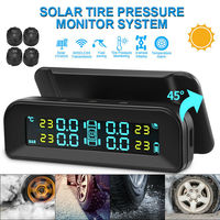 Solar Wireless USB TPMS Car Tire Pressure Monitor System HD LCD Display 4 External Sensor Tire Pressure Temperature Warning