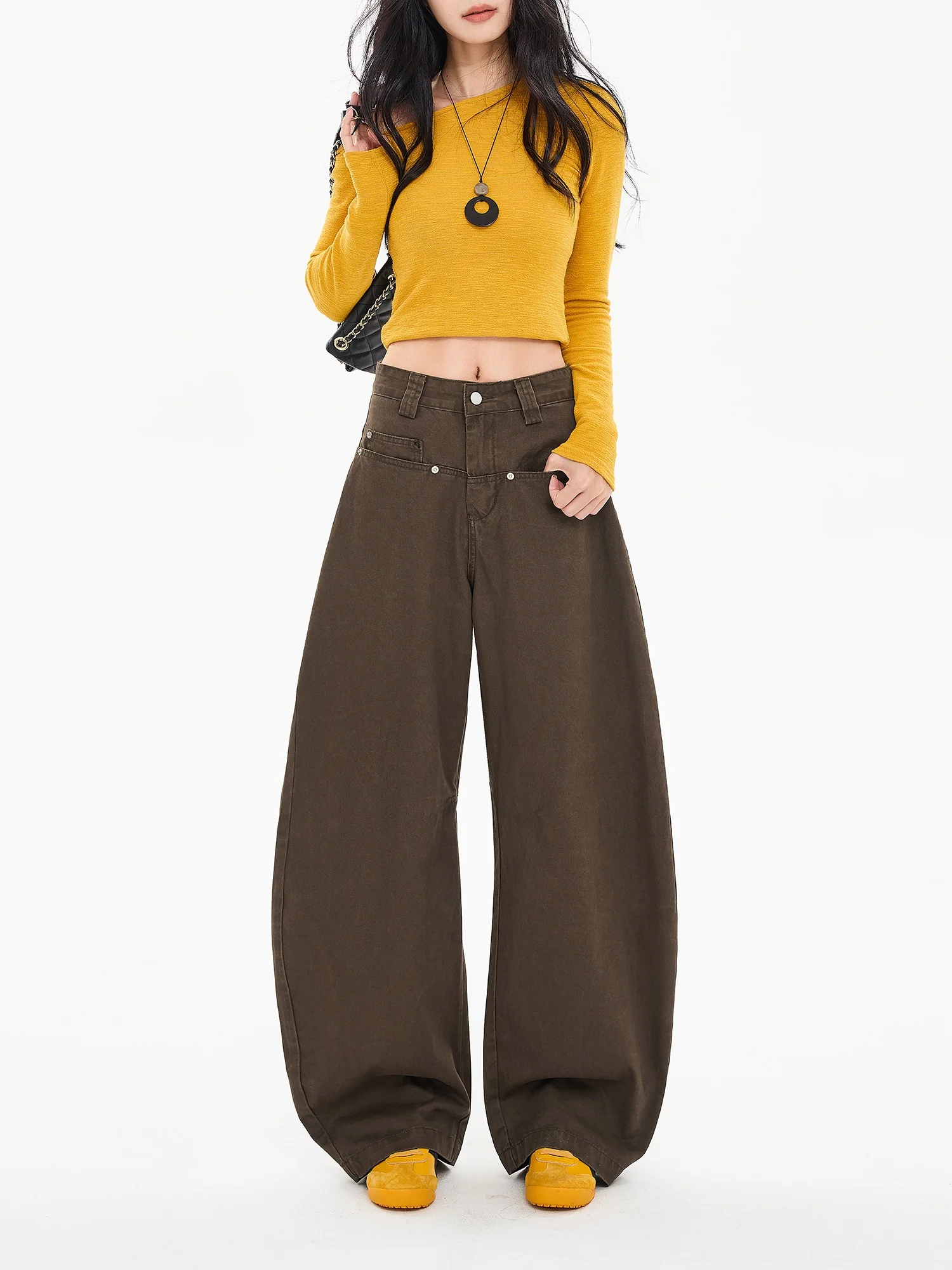 

Джинсы с высокой талией и широкими штанинами (Bootcut) для высоких женщин, повседневные, осенние, темно-синие, бренд E.D.X.