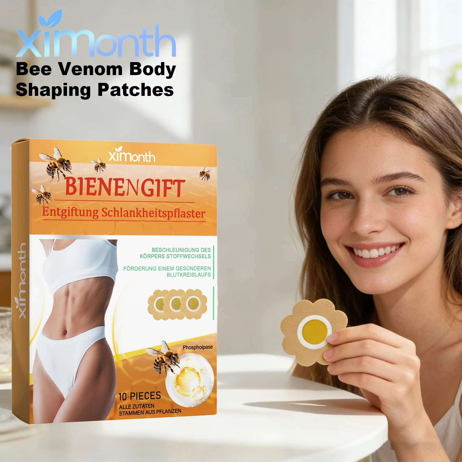 

Bee Venom Body Shaping Patches Firm Sagging Skin Lift Contour Promote Blood Circulation Breathable Portable Body Firming Patch