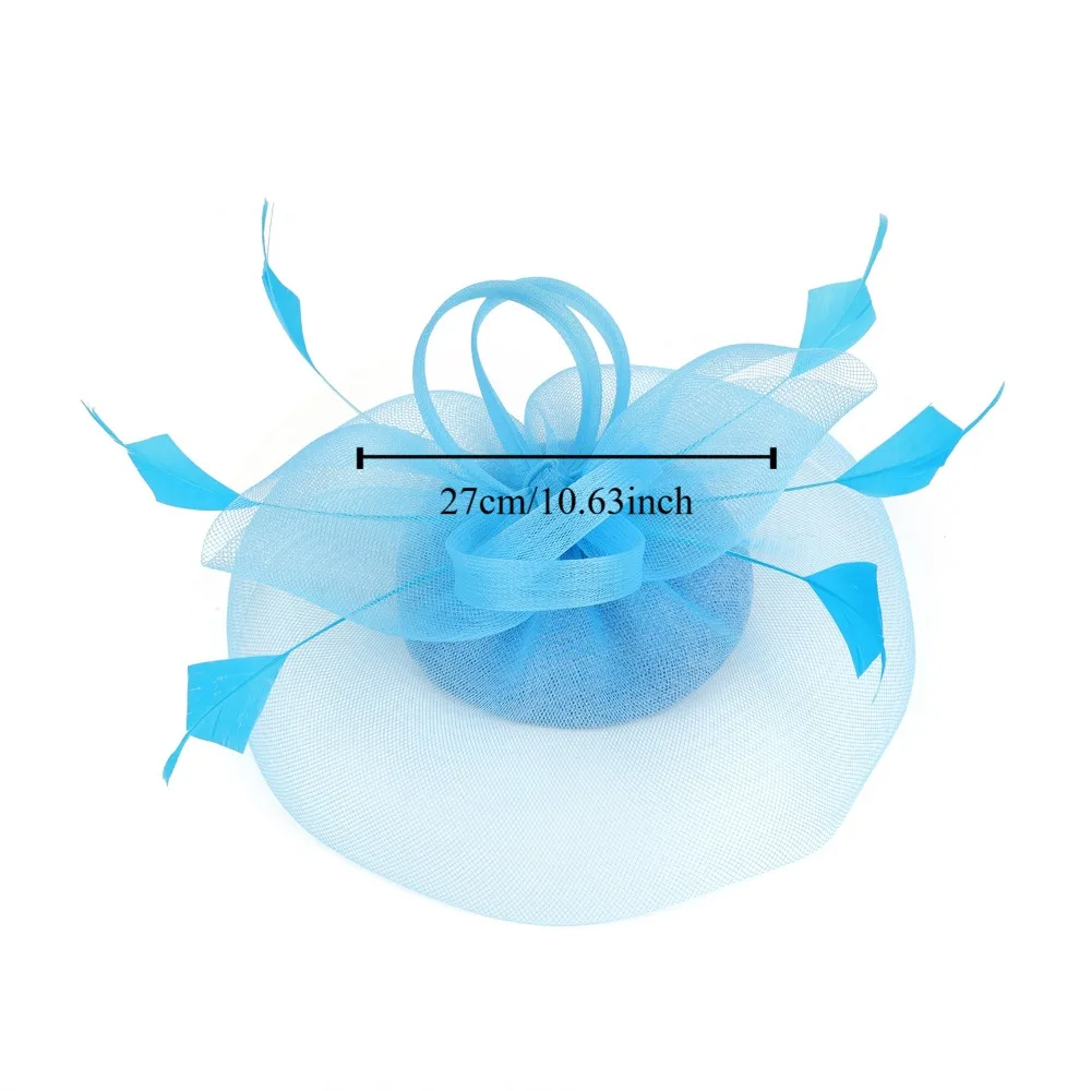 Fashion Feathers Mesh Fascinator Hat Elegant Exquisite Bride Headband Hair Hoop Sweet Headdress Cocktail Party