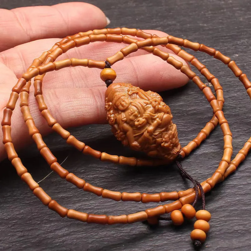 

Wanfo Chaozong резное оливковое ожерелье с подвеской из Будды и Гуаньинь