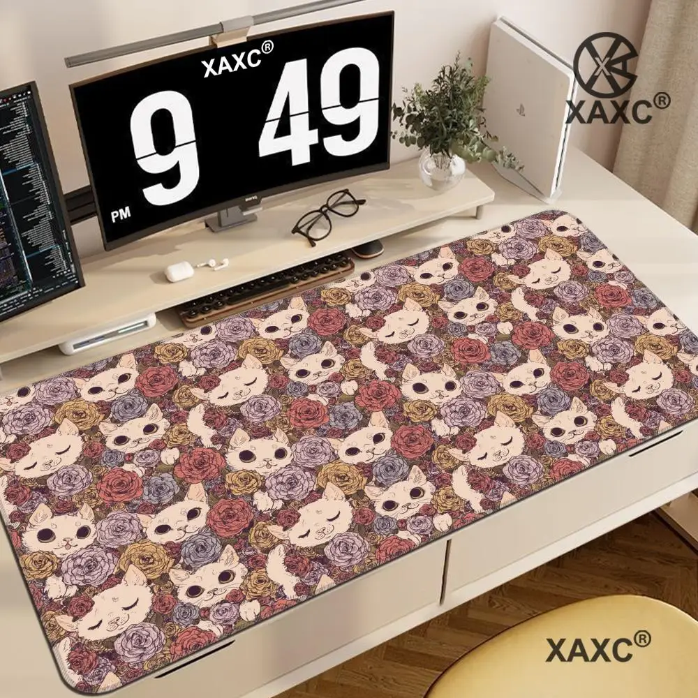 Kawaii Cat XAXC Mouse Pad large keyboard mouse desk pad non-slip rubber gaming mouse pad laptop mouse carpet