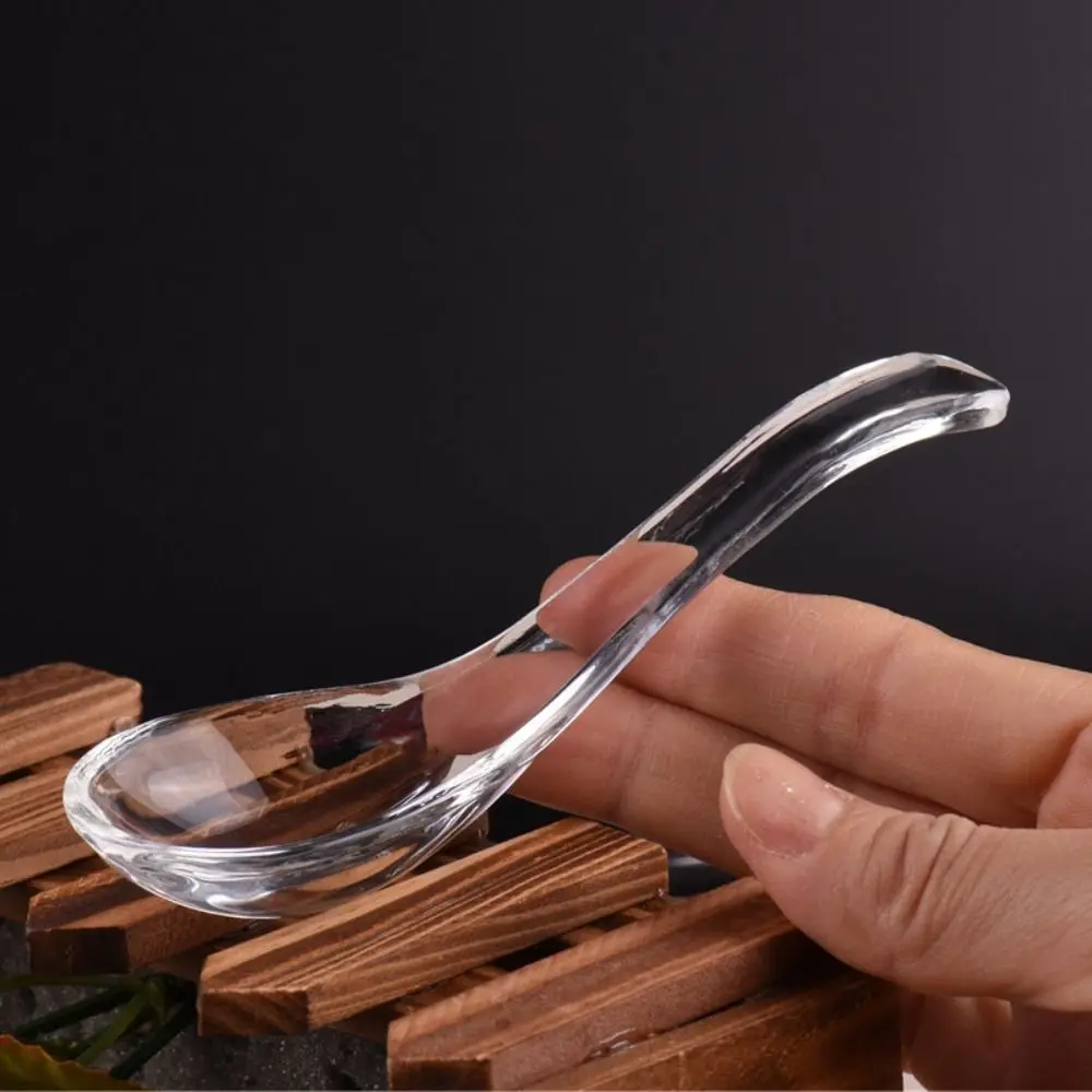 

Easy To Clean Transparent Crystal Glass Spoon Elegant Exquisite Condiment Spoons Smooth Household Dessert Teaspoons Bar